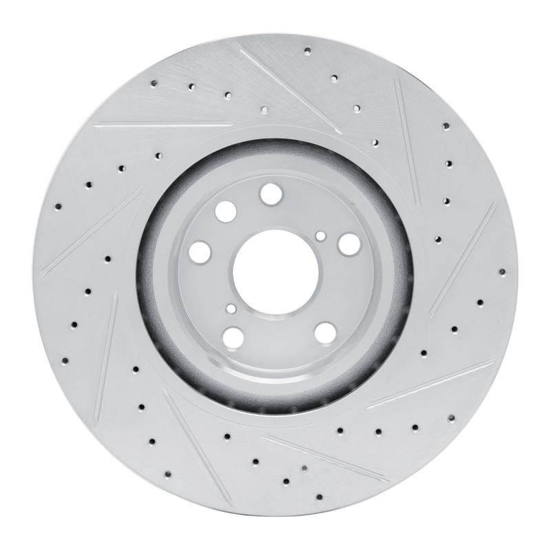 Lexus GS300 Brake Rotor (1) - Left Front - R1 Concepts - Drilled & Slotted - Silver - `11-`25